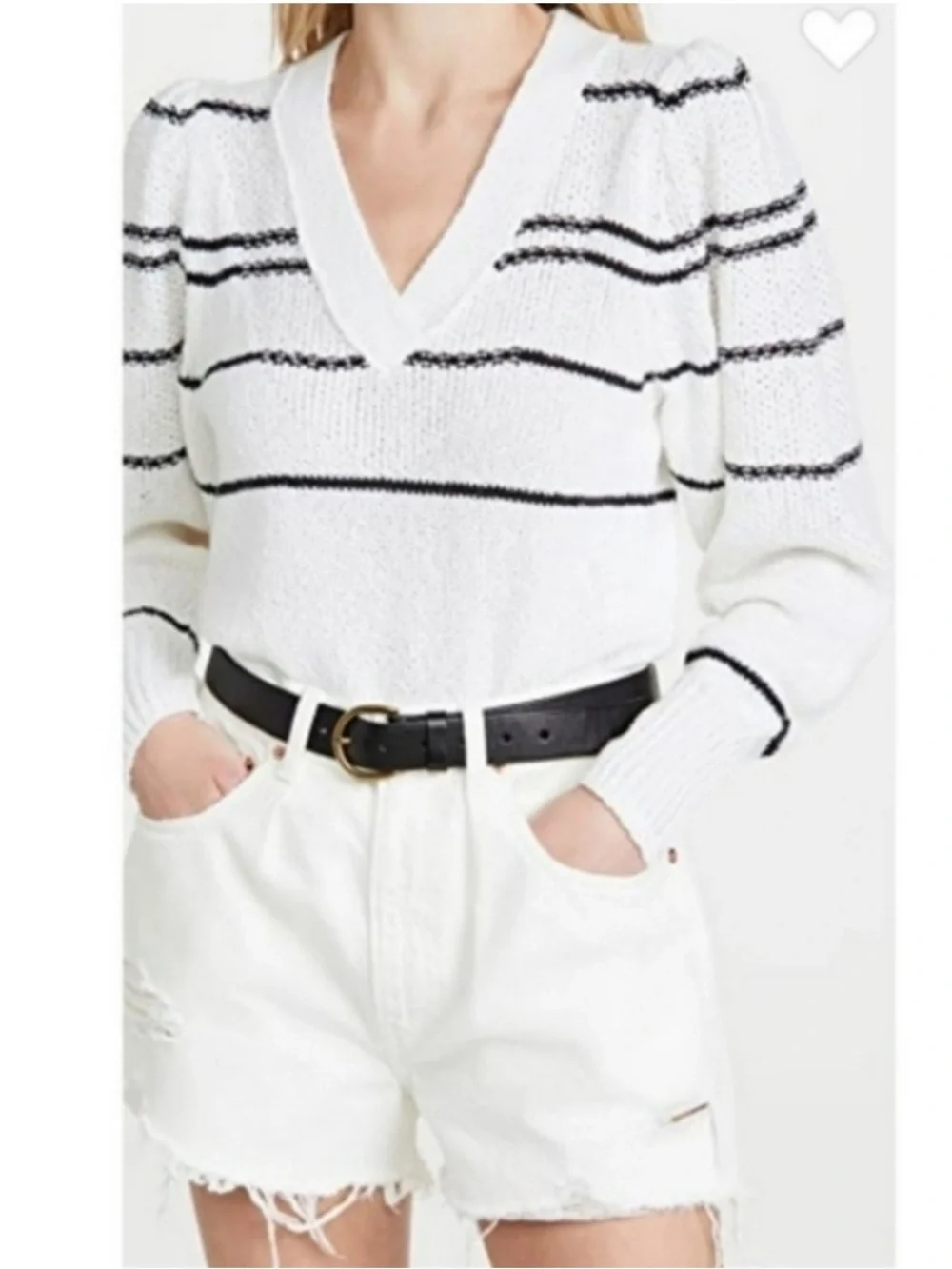 Brochu Walker Sasha Striped Vee Sweater size XS